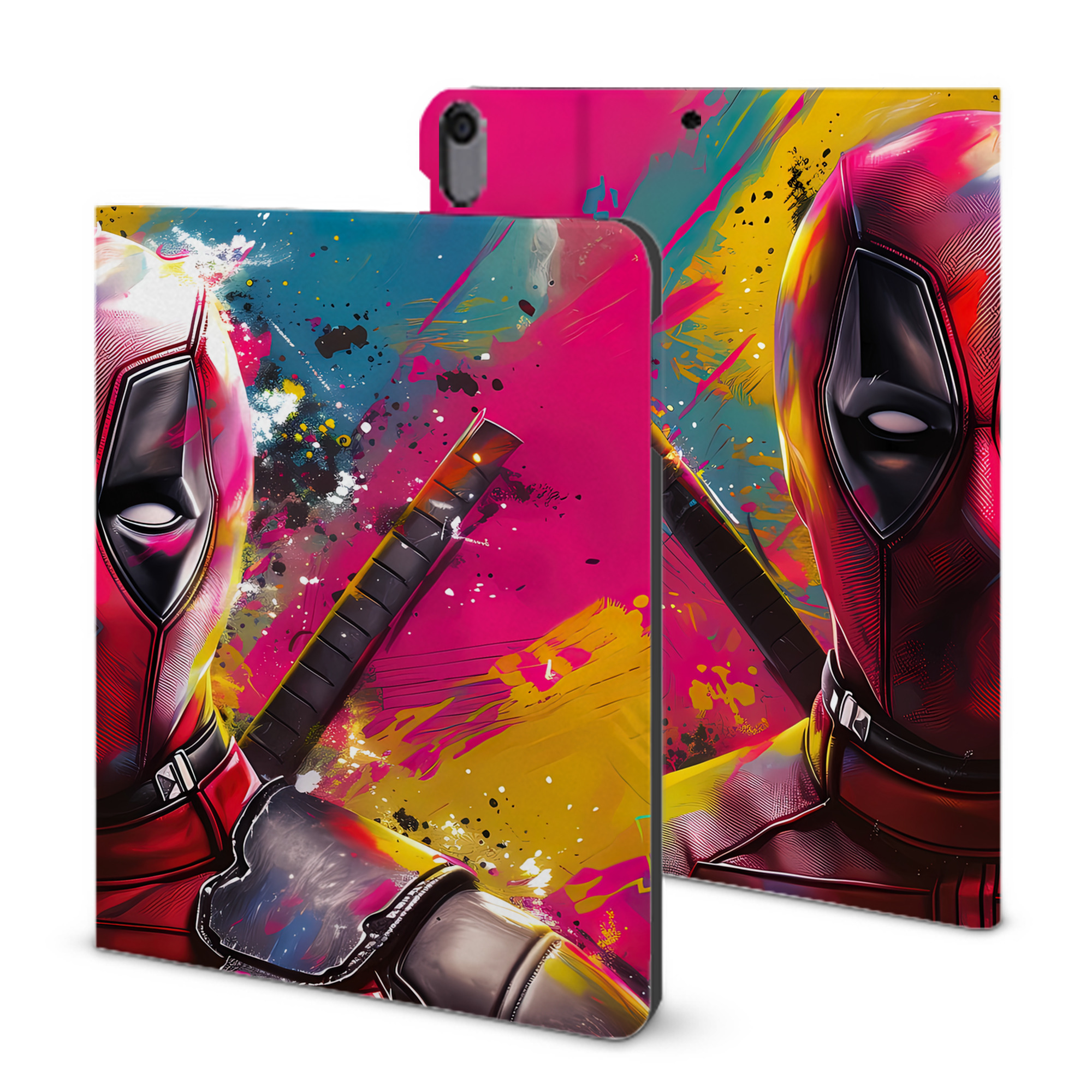 （画像用） Deadpool デッドプール IPad ケース ブック型 PUレザー TPU 耐衝撃 軽量 薄型 ペン収納なし 全面保護 IPad 各モデル対応